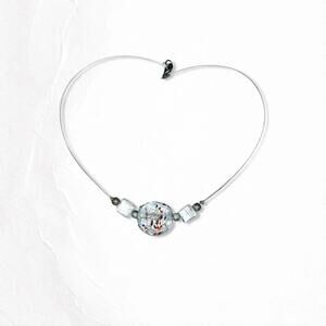 6020gc. Silver Art Glass Necklace
